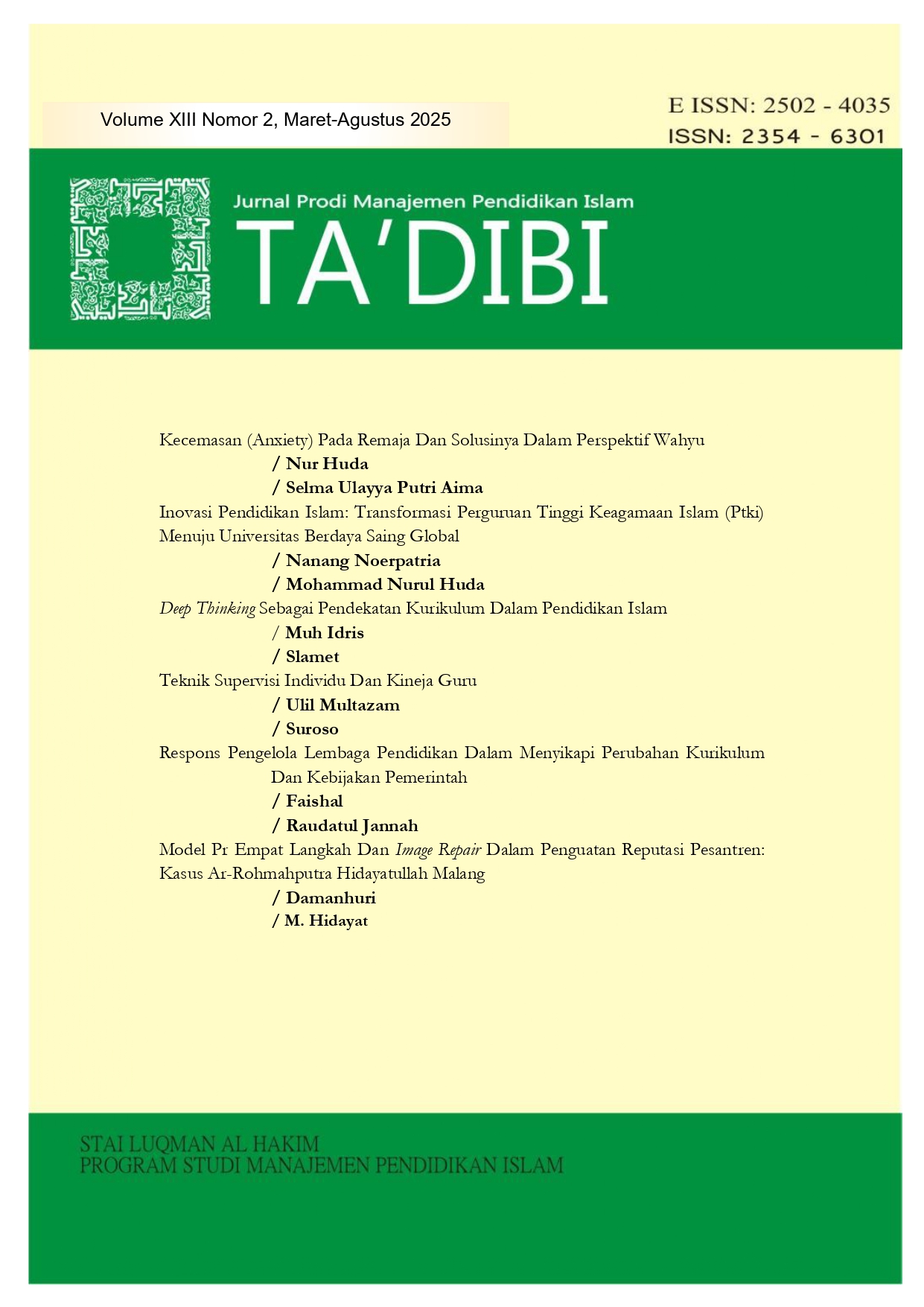 					View Vol. 13 No. 2 (2025): Maret
				